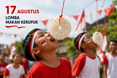 ChatGPT Image 13 Agu 2026, 10.21.50 Kenapa 17 Agustus Ada Lomba Makan Kerupuk? Ini Sejarah dan Maknanya